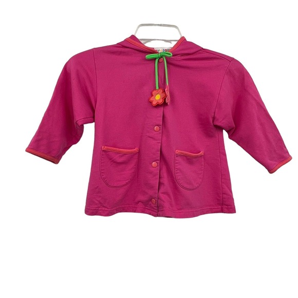 Gymboree Vintage Rainbow Tag Girls Pink Snap Front Embroidered Flower Jacket Med - Picture 4 of 5